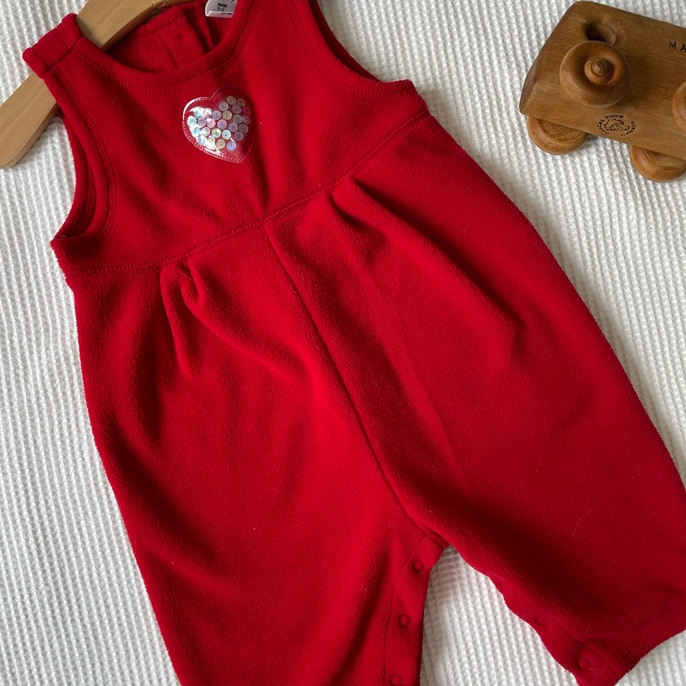 Vintage GAP Fleece Baby Romper with Heart Patch